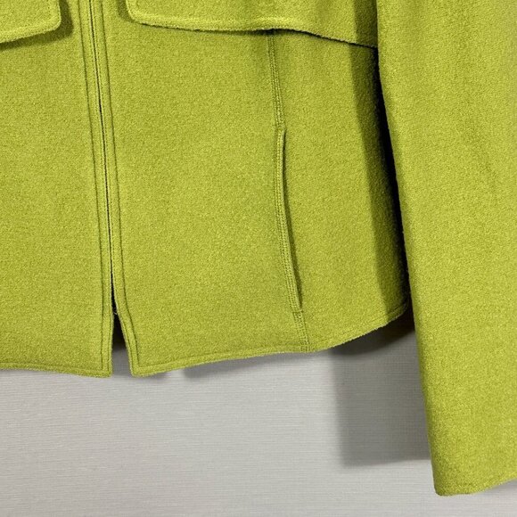 Per Se Jacket Womens 2 Green Wool Pockets Full Zip Mock Neck Collar - Picture 3 of 7